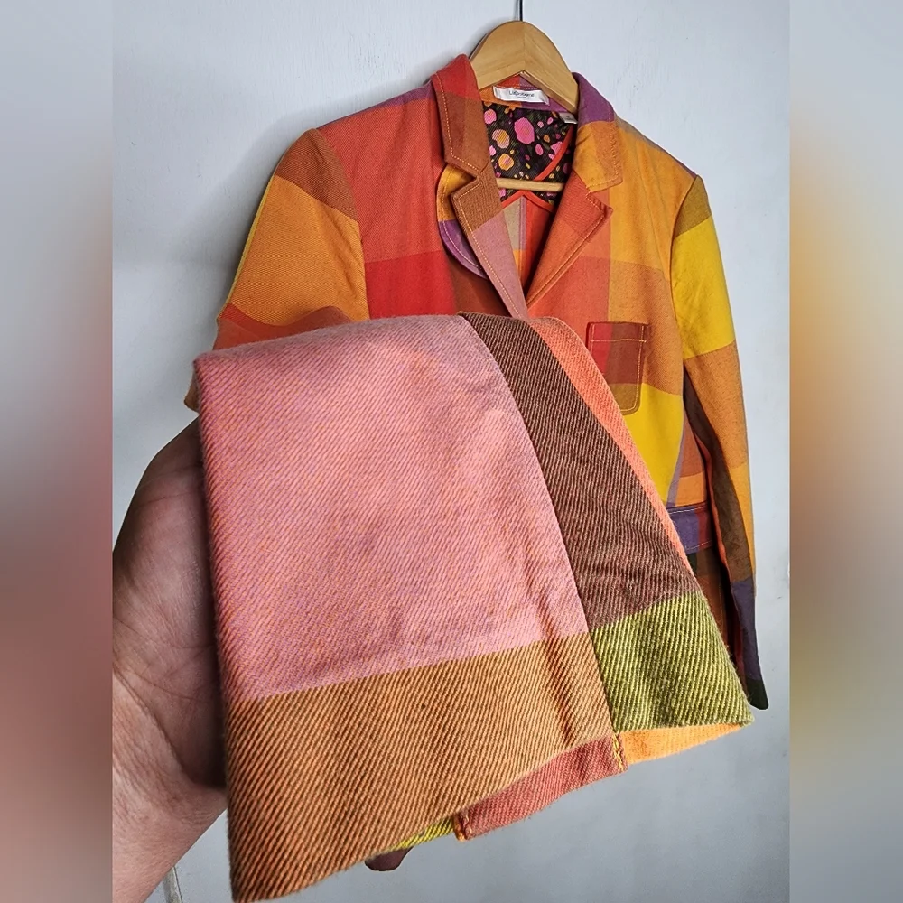 Liz Claiborne Vintage Kaliedoplaid Multicolor Single Breasted Blazer Sz14 - Picture 10 of 13